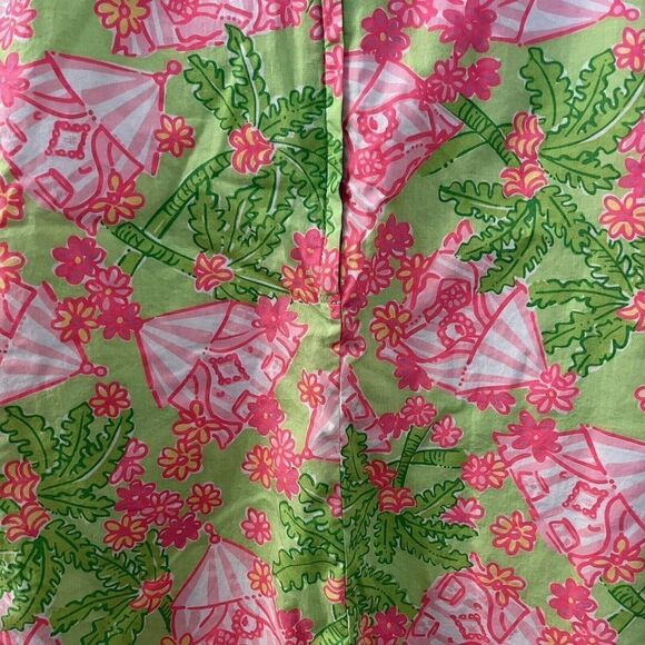 Lilly Pulitzer Shift Dress Palm Trees Floral Tents Pink Green Girls Size 5 - Picture 15 of 15
